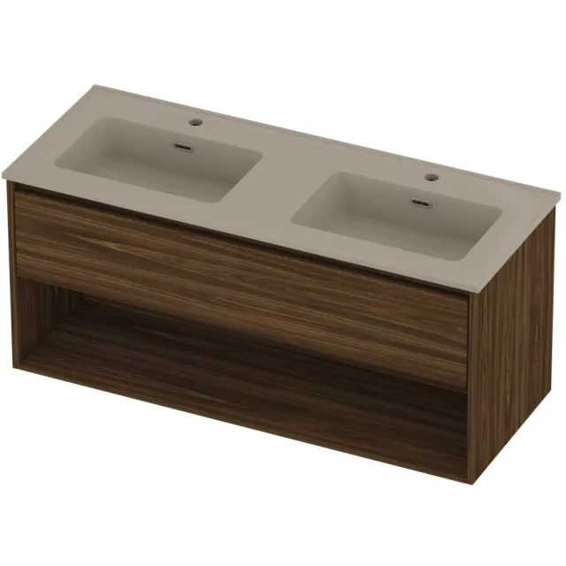 Proline Tribute Badmeubelset Porselein Schap 120x46x54 cm Mat Crème Cotton Cabana Oak Eiken