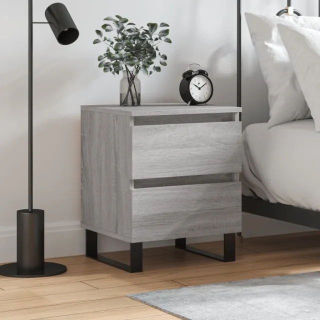 vidaXL Nachtkastje 40x35x50 cm bewerkt hout grijs sonoma eikenkleurig, foto 2