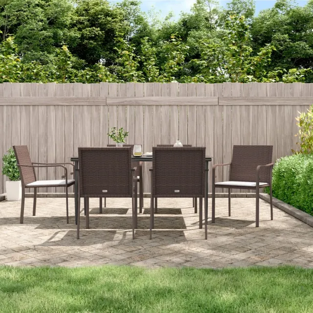 vidaXL 7-delige Tuinset met kussens poly rattan en staal, foto 2