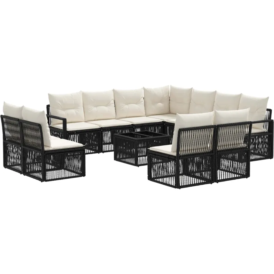vidaXL Tuinbankenset 12 st Zwart poly rattan