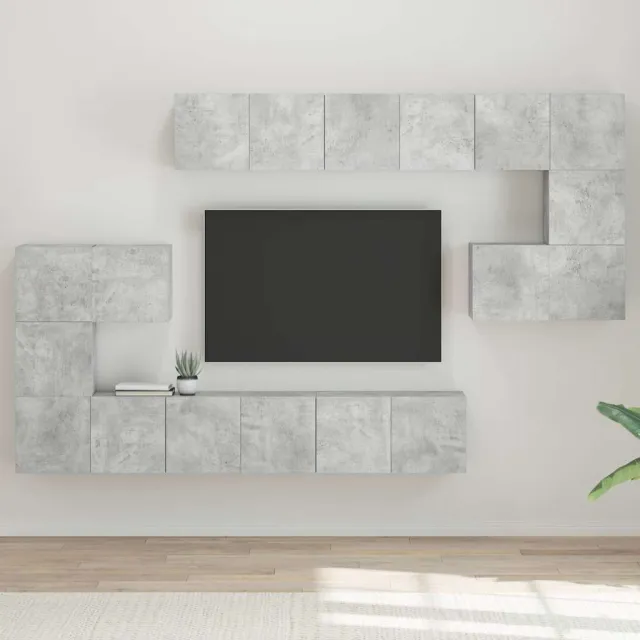 vidaXL 10-delige Tv-meubelset bewerkt hout betongrijs grijs, foto 2