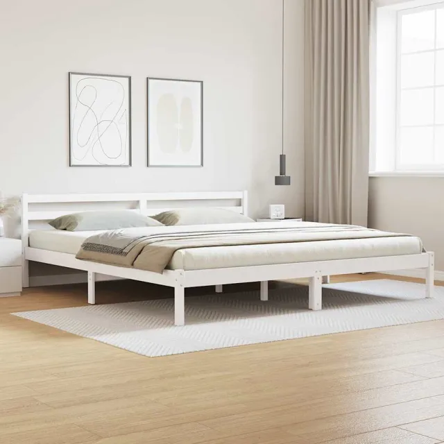 vidaXL Bedframe Wit 215,5 x 185,5 x 69,5 cm Massief Vurenhout