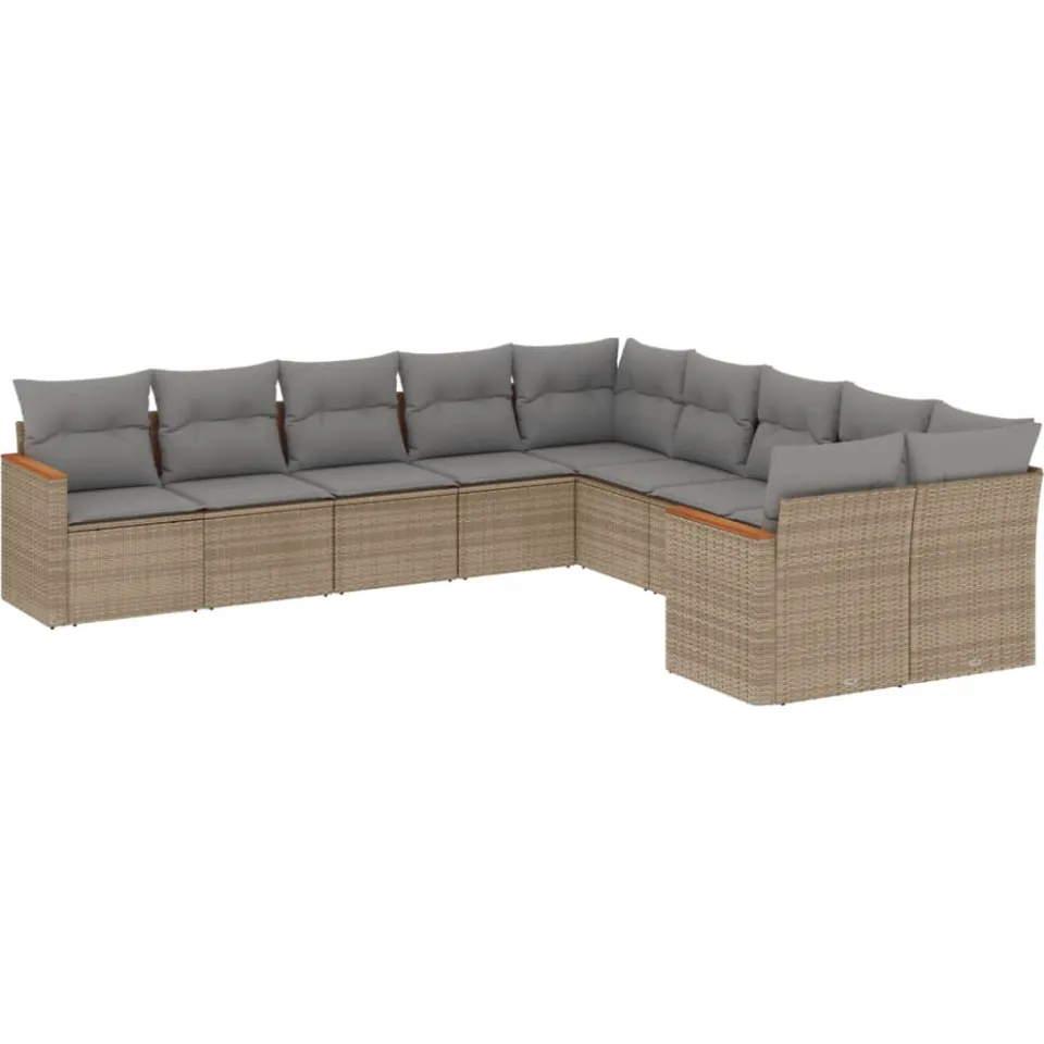 vidaXL Patio Sofa Set 10-zits Gemengd beige