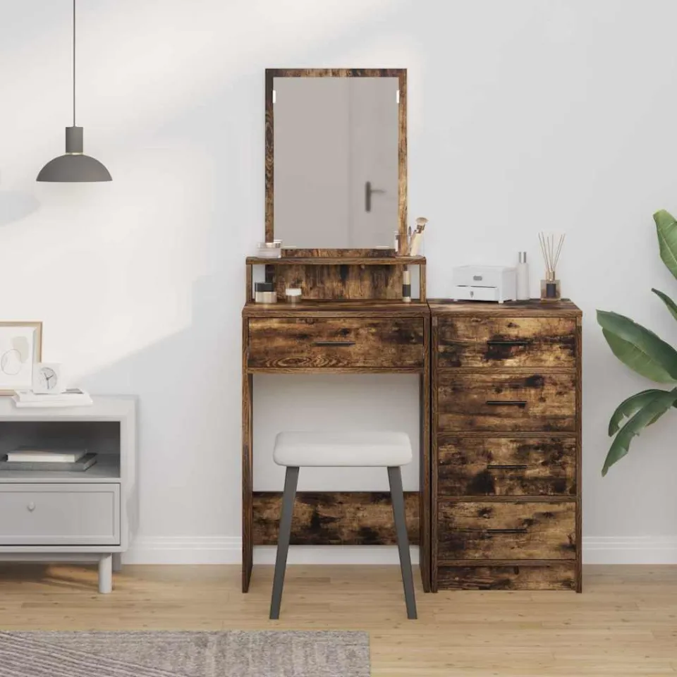 vidaXL Plafondtafel Gerookt eiken 50 x 41 x 140 cm Bewerkt hout, foto 3