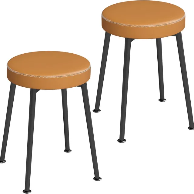 Homcom Eetkamerstoel-PU-35 x 35 x 47 cm-Bruin
