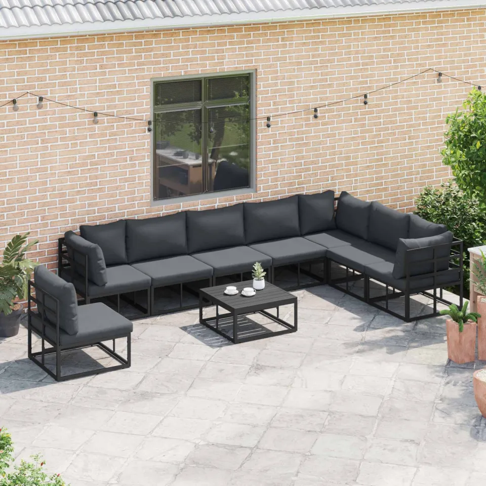 vidaXL Tuinbankenset 8 st Zwart Aluminium, foto 3