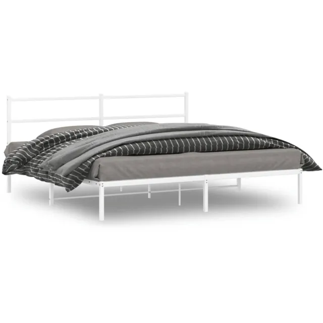 vidaXL Bedframe met hoofdbord metaal wit 193x203 cm
