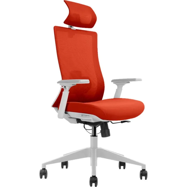 Euroseats Euroseat ergonomische bureaustoel met hoofdsteun Verona. Uitvoering rug & zitting oranje. Voldoet aan de NEN EN 1335 norm. Oranje rug
