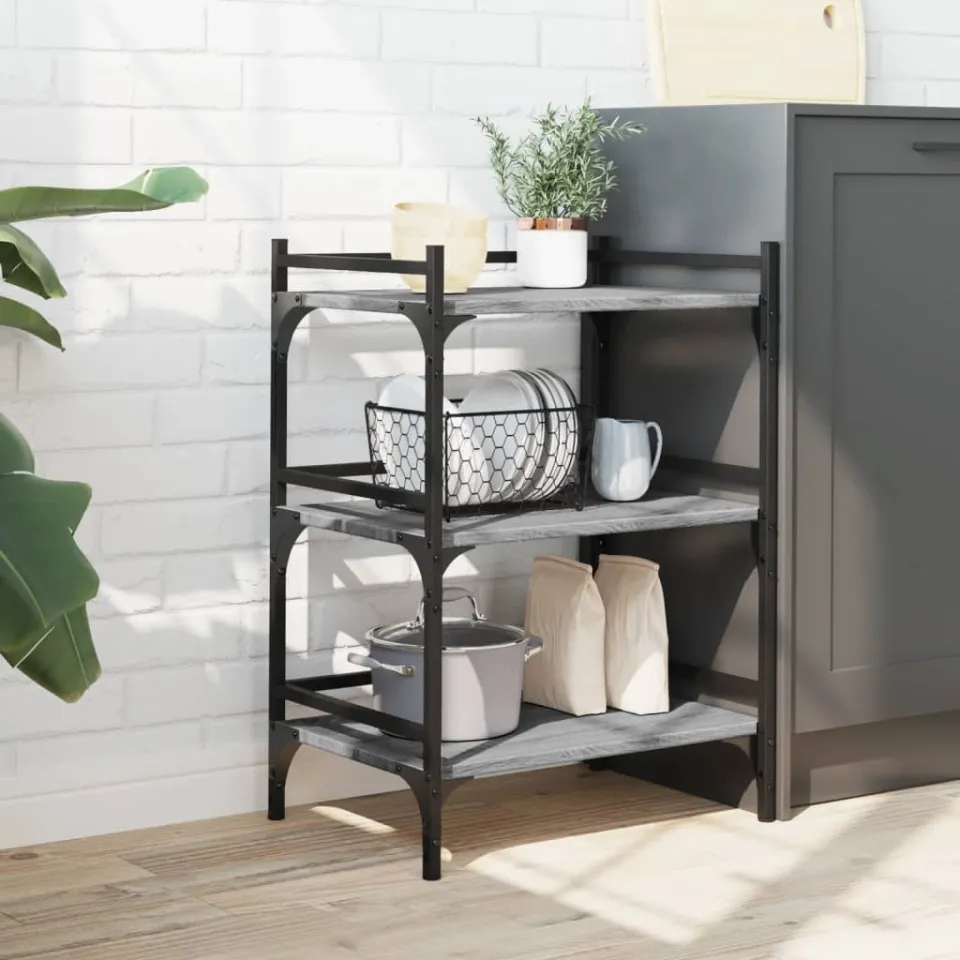 vidaXL Keukentrolley 50x35x75,5cm bewerkt hout grijs sonoma eikenkleur, foto 3