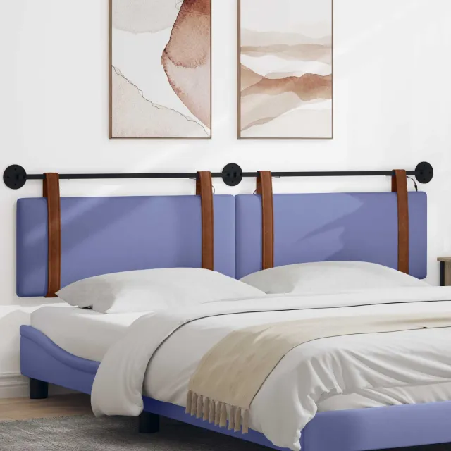 vidaXL Hangend hoofdbord Jeans Blauw Antiek PU