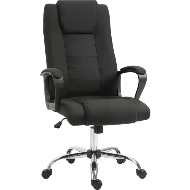Homcom Bureaustoel computerstoel met schommelfunctie in hoogte verstelbaar linnen touch 921-265 zwart