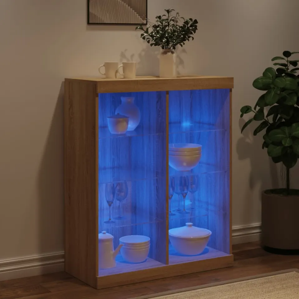 vidaXL Dressoir met LED-verlichting 81x37x100 cm sonoma eikenkleurig, foto 3