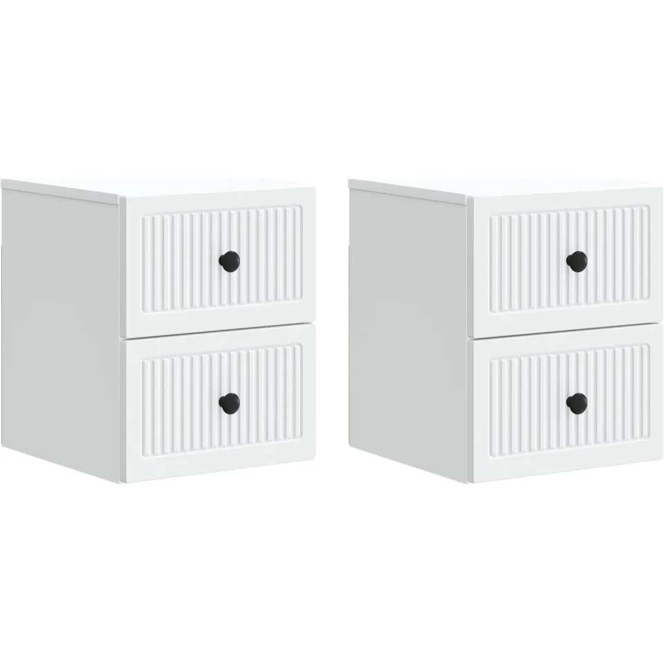 vidaXL Wandbeugel Bedkast 2 st Wit 33 x 34,5 x 40 cm Bewerkt hout, foto 3