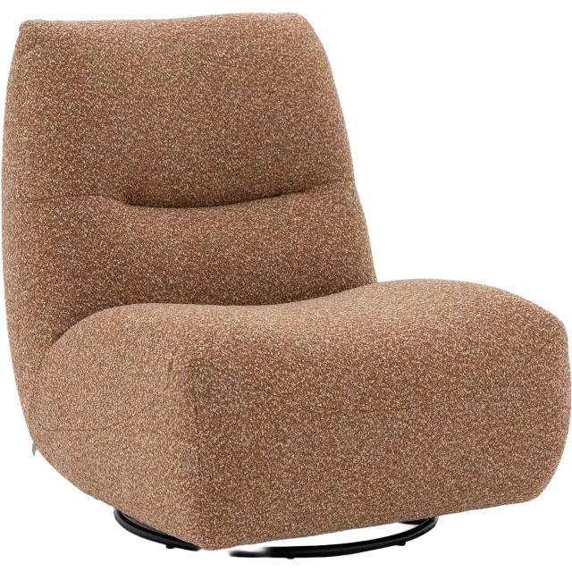 Goossens Draaifauteuil Ivy - Stof - Bruin - Draaibaar