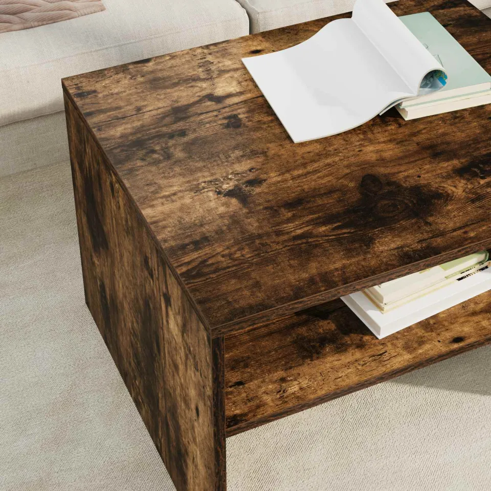 vidaXL Salontafel Gerookt eiken 60 x 50 x 40 cm Bewerkt hout, foto 4