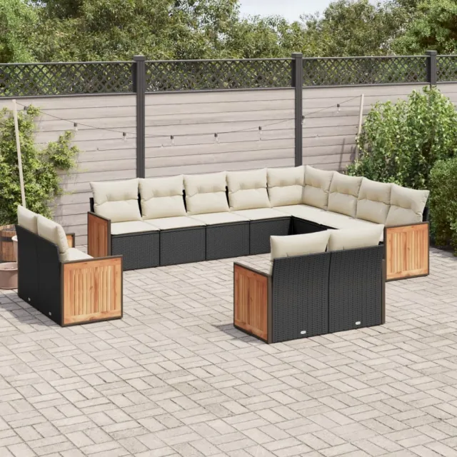vidaXL 12-delige Loungeset met kussens poly rattan zwart, foto 2