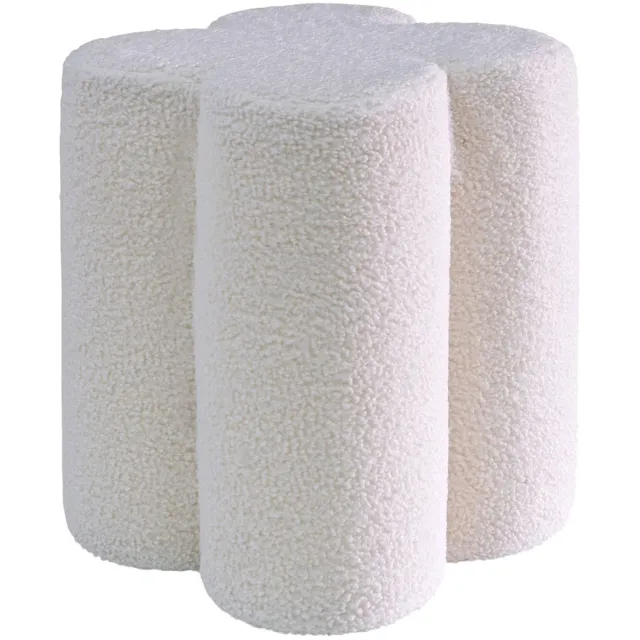 sweeek Klaver kruk/poef bouclé ø38 x h 40cm - clover Wit