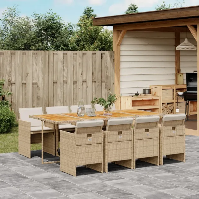vidaXL 9-delige Tuinset met kussens poly rattan beige, foto 2