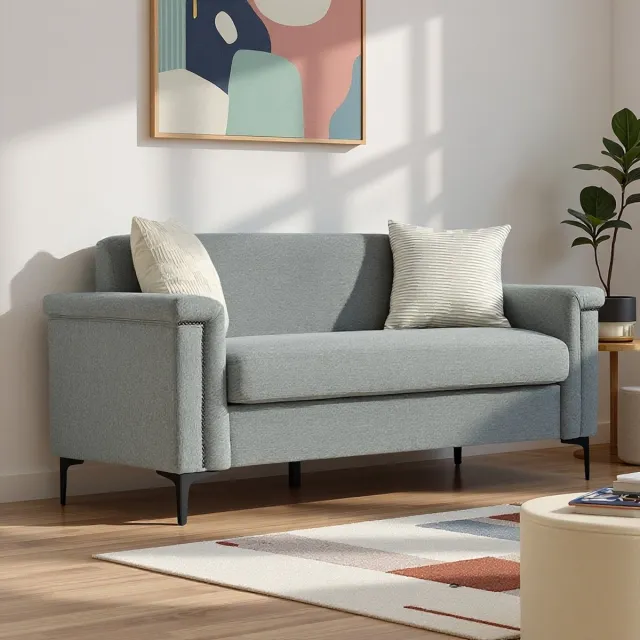 MODENUIT 2-Zitsbank 172 cm - Compact Ontwerp - Voor Woonkamer En Appartement - Polyester, Metaal En Hout - Lichtgrijs