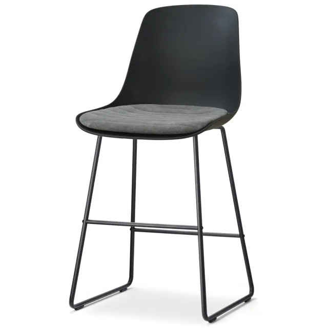 Nolon Nino-Liv barkruk zwart met zeegrijs zitkussen - zwart onderstel - 65 cm
