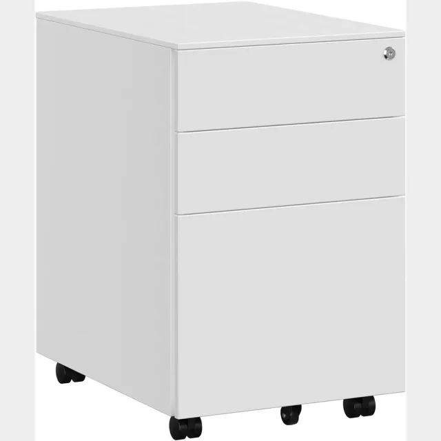 Oskar Verrijdbare dossierkast OFC60WT – Wit staal – 3 afsluitbare laden – 39 x 52 x 60 cm