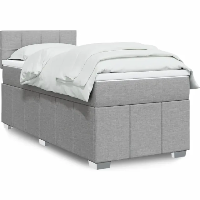 vidaXL Boxspring met matras stof lichtgrijs 100x200 cm grijs