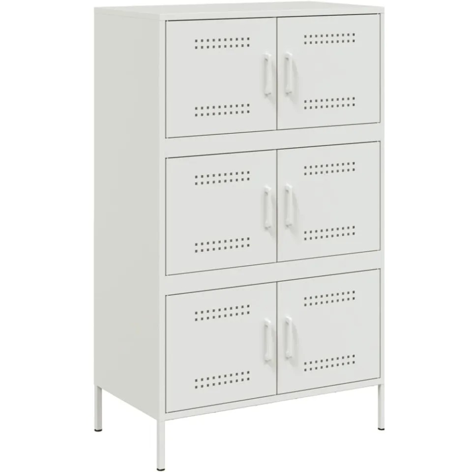 vidaXL Hoge kast 68x39x113 cm staal wit