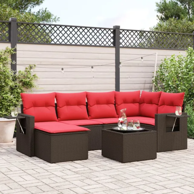 vidaXL 7-delige tuinbankset met kussens, bruin polyrotan, foto 2