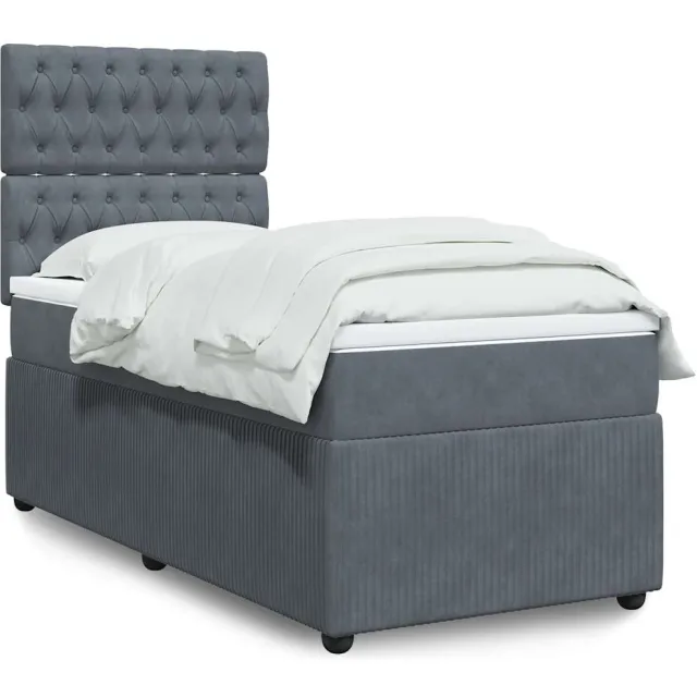 vidaXL Boxspring met matras fluweel donkergrijs 90x190 cm grijs