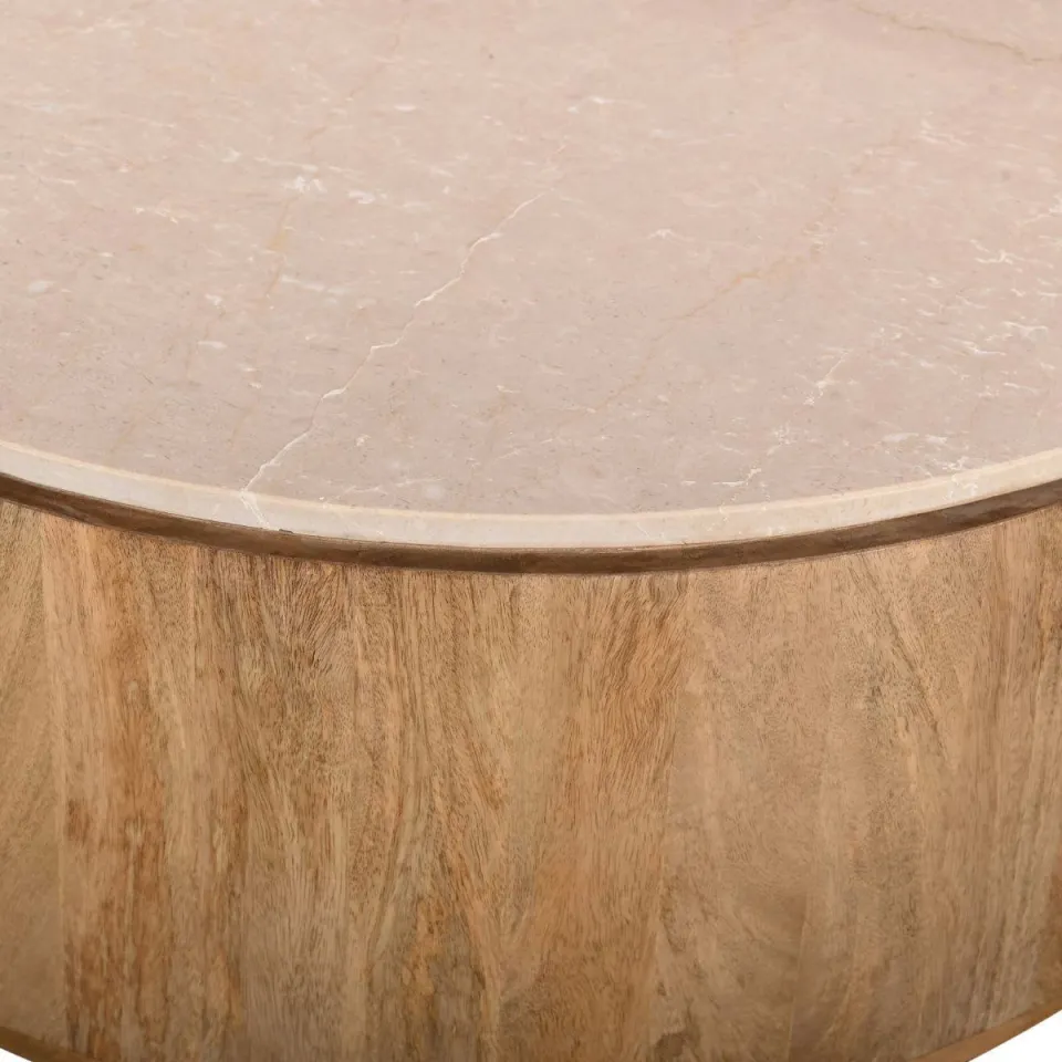 Giga Meubel Salontafel Elan Rond - Travertin - Naturel - 90x90x35cm, foto 5