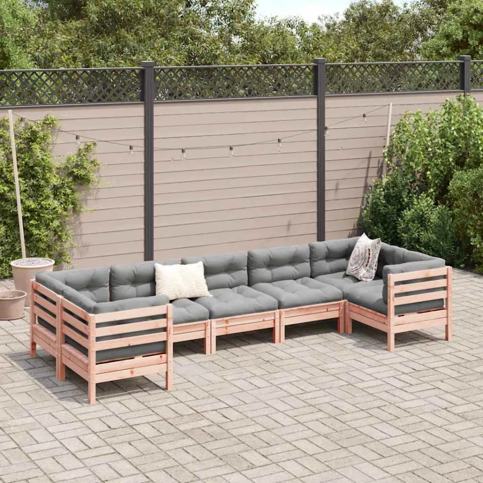 vidaXL 7-delige Loungeset met kussens massief douglas vurenhout bruin, foto 2