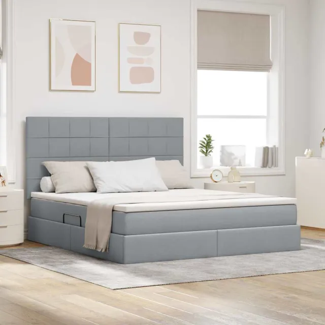 vidaXL Opslag bed met matras met opslag Lichtgrijs 180 x 200 cm Stof