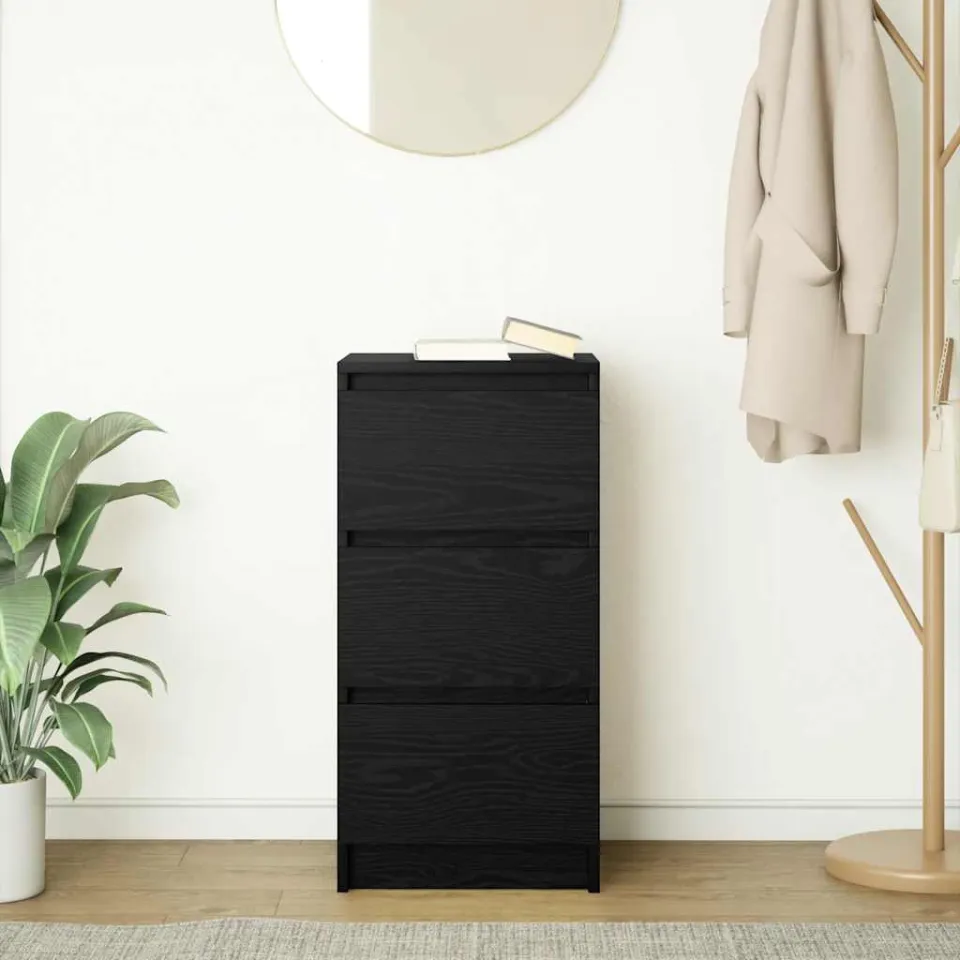 vidaXL Dressoir 37,5x35x76 cm spaanplaat zwart eikenkleurig, foto 3