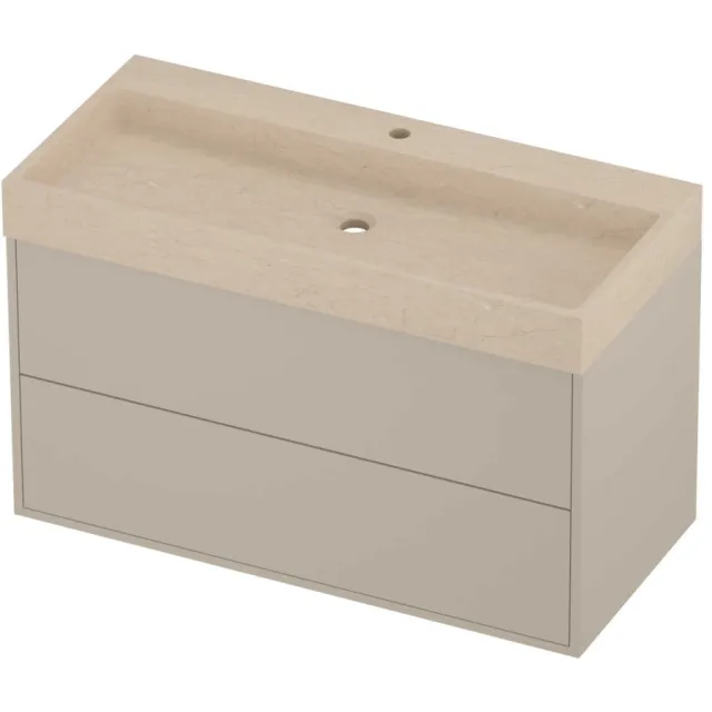 Proline Evoli Badmeubelset Hardsteen Loft 1 Kraangat 100x46x62 cm Sand Stone Soft Linen Beige