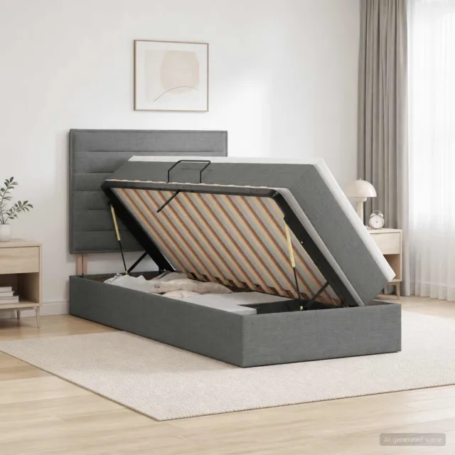 vidaXL Opslag bed met matras met opslag Donkergrijs 100 x 200 cm Stof