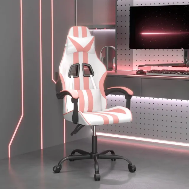 vidaXL Gamestoel kunstleer wit en roze, foto 2