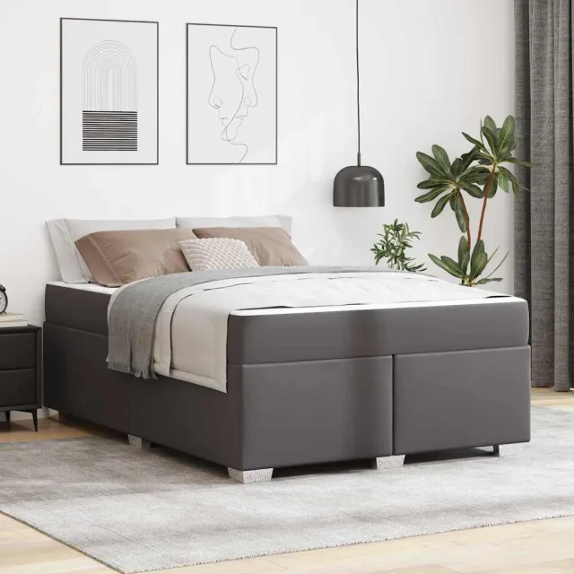 vidaXL Bedframe Grijs 140 x 200 cm PVC