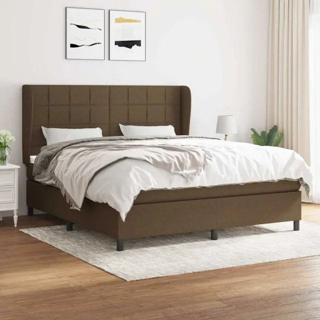 vidaXL Boxspring met matras stof donkerbruin 180x200 cm bruin