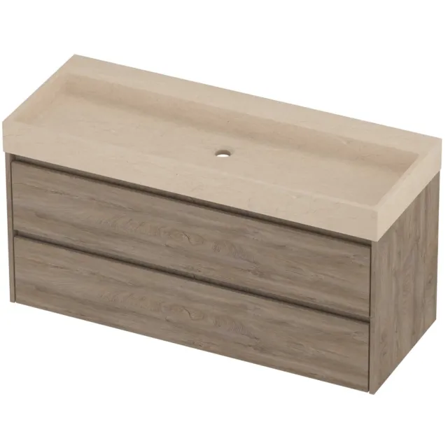 Proline Evoli Badmeubelset Hardsteen Loft Centraal 120x46x62 cm Sand Stone Raw Oak Eiken