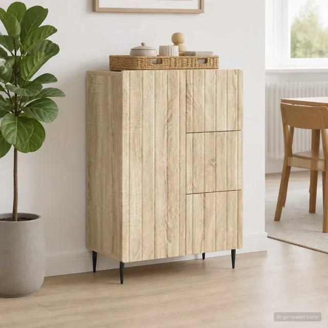 vidaXL Dressoir Sonoma Eiken 66 x 34,5 x 92 cm Bewerkt hout, foto 2