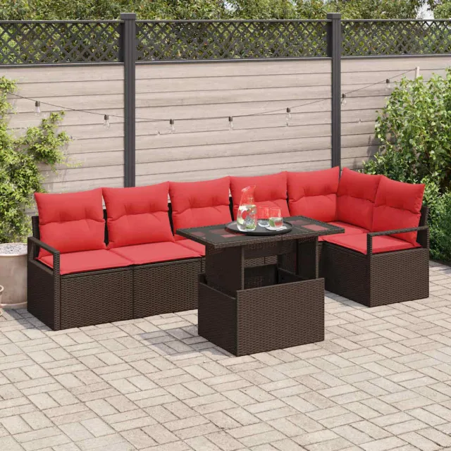 vidaXL Tuin Sofa Set 7 st Bruin Poly riet, foto 2