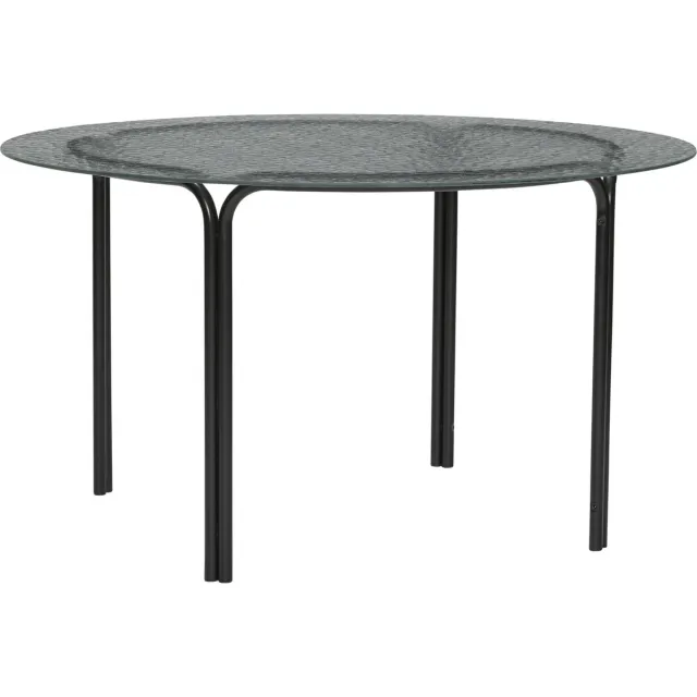 Hubsch Interior HÜBSCH INTERIOR – ORBIT Zwart metalen salontafel met glazen blad – Ø80 x h45cm
