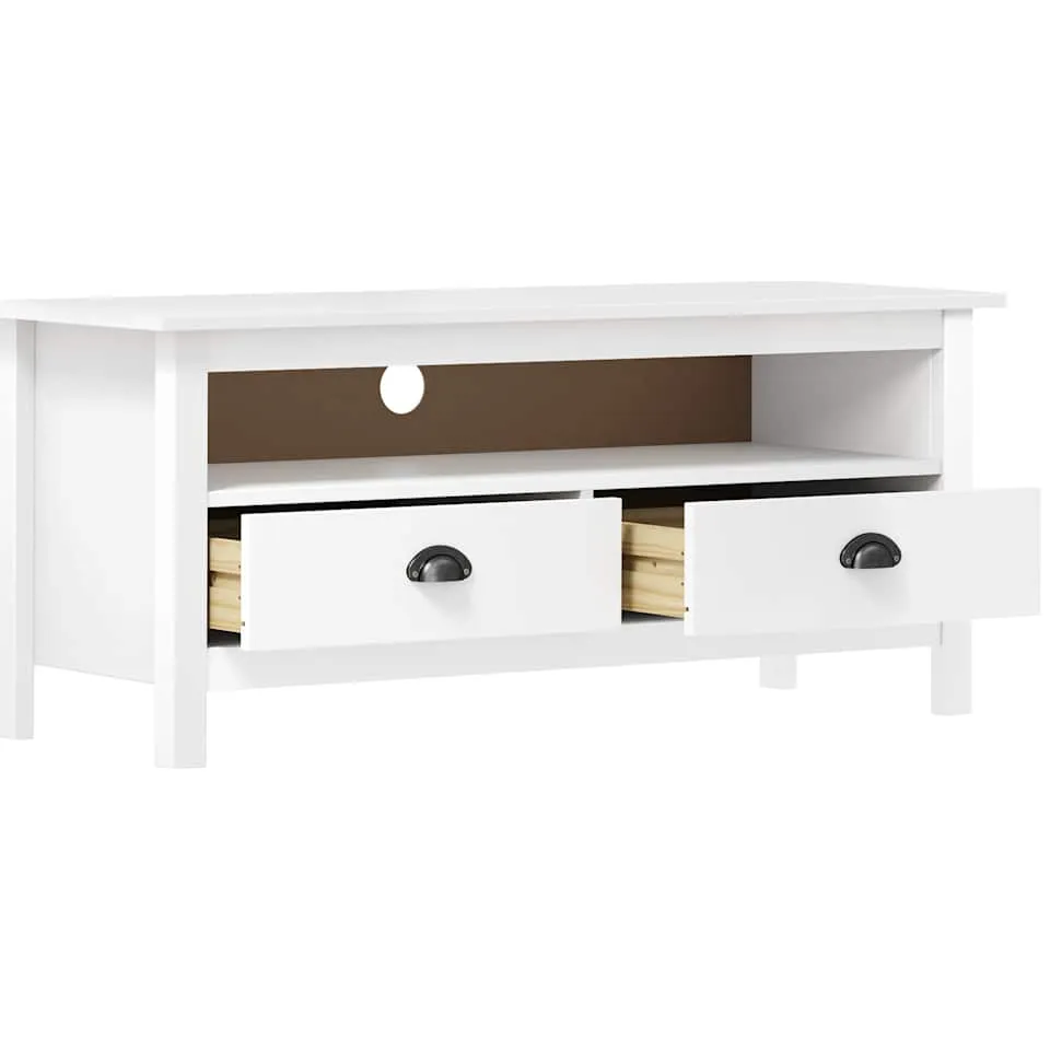 vidaXL Tv-meubel Hill 110x40x47 cm massief grenenhout wit, foto 3