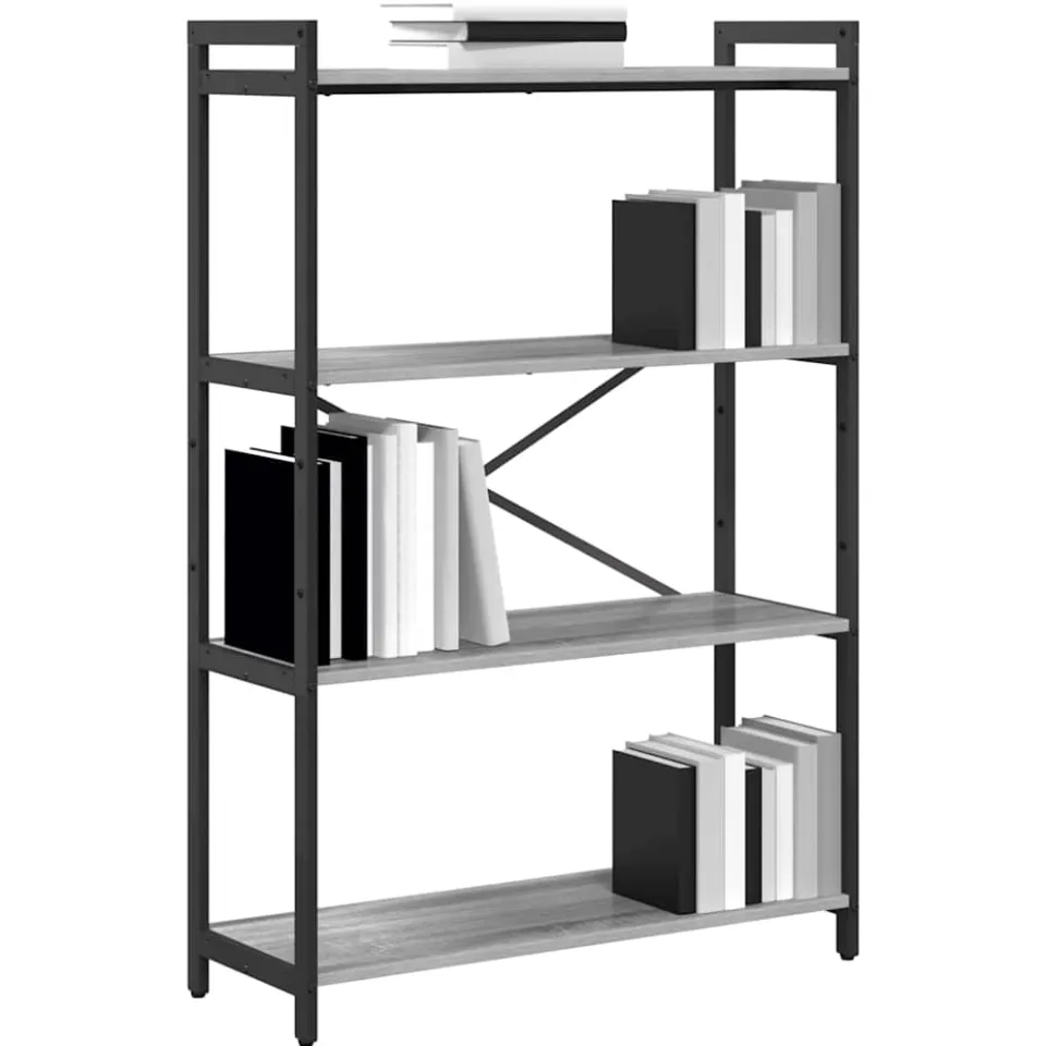vidaXL Boekenkast 80 x 30 x 120 cm Bewerkt hout Grijs sonoma