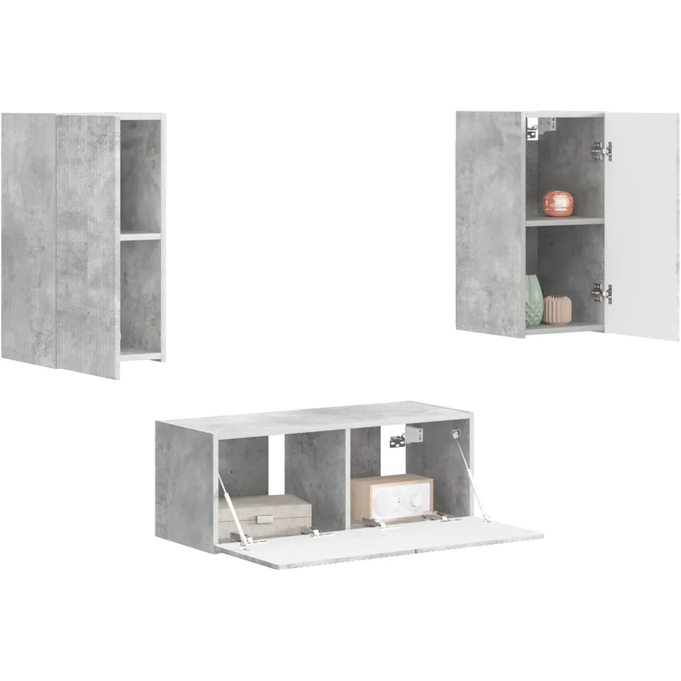 vidaXL Tv-meubelset 2 st Beton Grijs Bewerkt hout