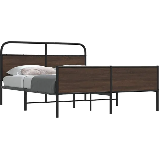 vidaXL Bedframe zonder matras metaal bruin eikenkleurig 160x200 cm