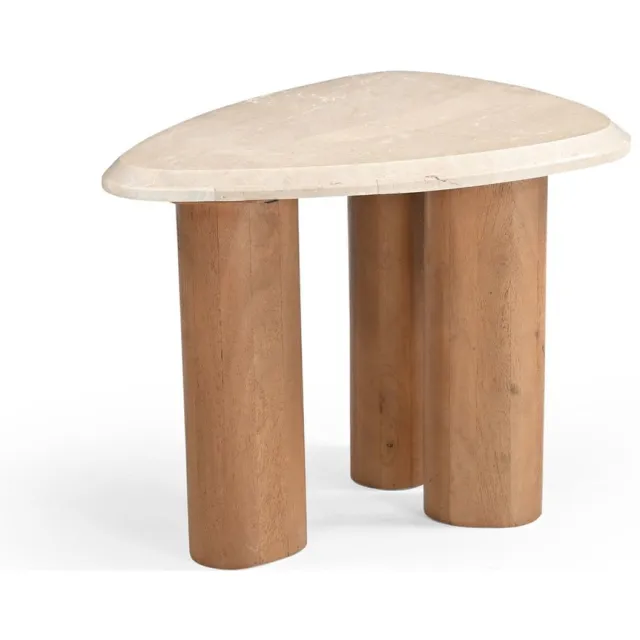 Starfurn Bijzettafel Nuvé - Organisch Hout/Marmer - 60x45x46cm Naturel