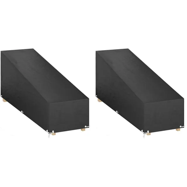 vidaXL Ligbedhoezen 2 st met 12 oogjes 200x65x35/60 cm polyetheen Zwart