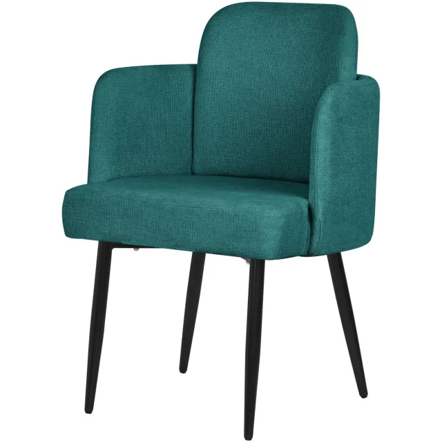 ml-design eetkamerstoel benzine stoffen bekleding gestoffeerde stoel met armleuningen rieten rugleuning metalen poten ergonomische loungestoel woonkamer fauteuil stoel voor eetkamer eettafel stoel comfortabel duurzaam modern praktisch design Petrol
