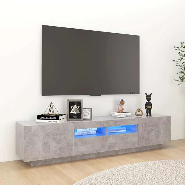 vidaXL Tv-meubel met LED-verlichting 180x35x40 cm betongrijs grijs, foto 2